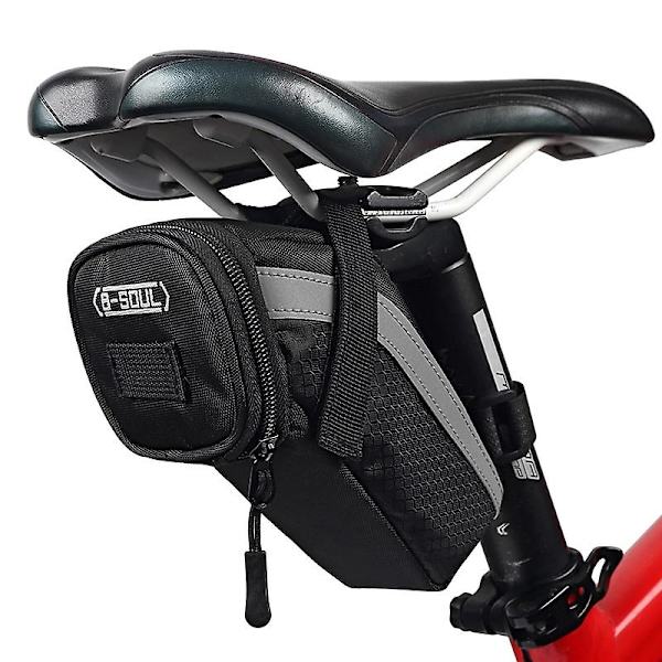 Cykeltaske til sadel, bærbar cykelopbevaring Cykelsadel Bag Cykelsadel Bagværktøj Black