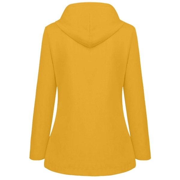 Dam Vinterjacka med Fleece Foder, Utomhuskläder för Bergsklättring, Jacka med Huva och Dragkedja Yellow 4XL