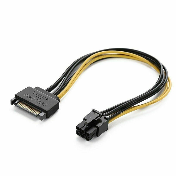 15-pin SATA-strøm til 6-pin PCIe PCI-e PCI Express adapterkabel for skjermkort
