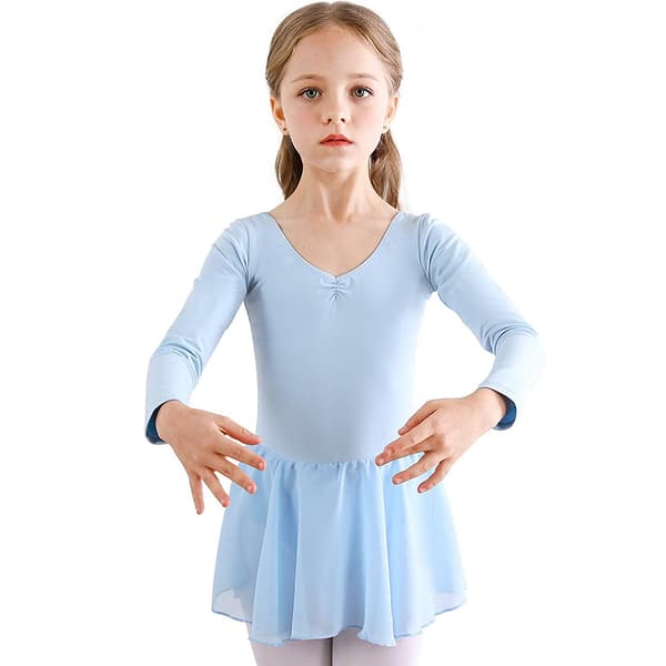 [LCS] Flickors långärmad balettdräkt dans Tutu-klänning blå Blue 140 cm