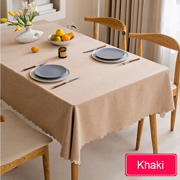 Vandtæt dug, nordisk bomulds- og linneddug, japansk stil, ensfarvede duge til spisebord, sofabord, khaki 120x180cm Khaki