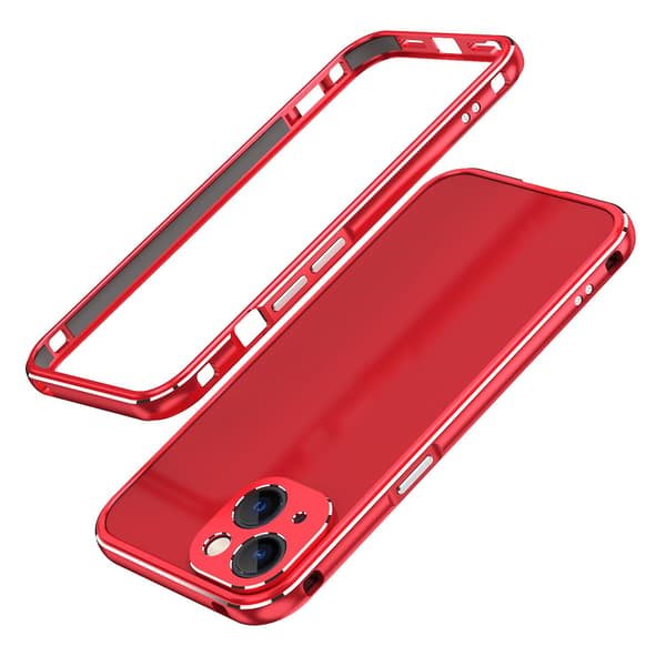 Linsebeskytter + metallrammeveske til iPhone 13 Red