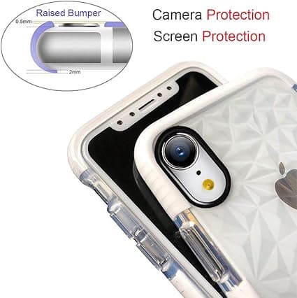 Kompatibelt iPhone XR deksel, krystallklart, slankt diamantmønster