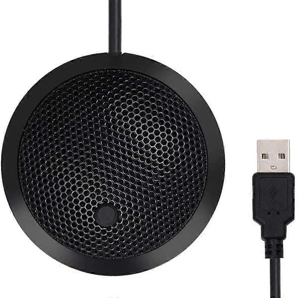 [LCS] Konference USB-mikrofon, omnidirektionel kondensator PC-mikrofon med mute-knap LED-indikator, plug Black
