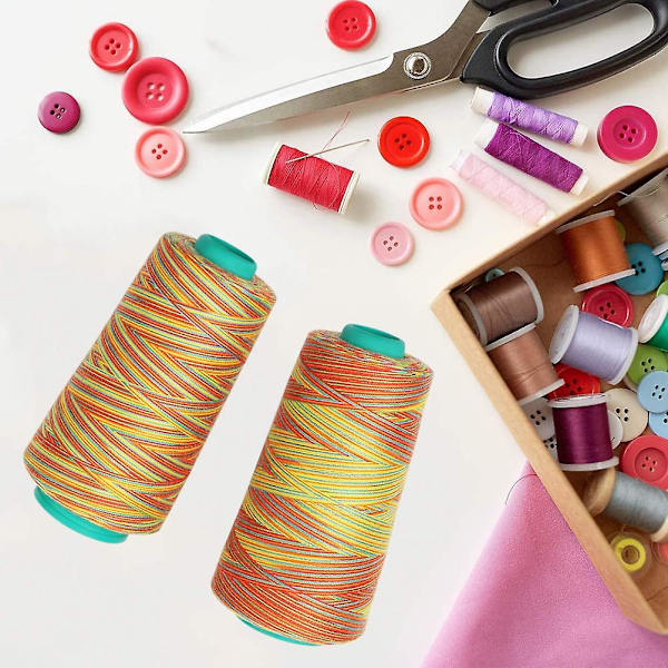 2 st Polyester Sytråd Regnbåge Overlocktråd Broderimaskin