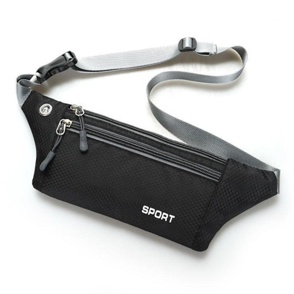 Praktisk Holdbar Taljetaske Maven Taske Crossbody Taske Løbetaske - Sort sort black