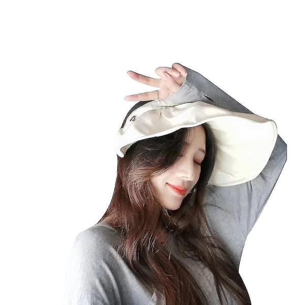 [LCS] Dame Mode Sommer Solhat Anti-uv Solhat Pandebånd Beige
