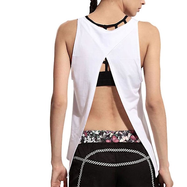Sexig Yoga Väst T-shirt med Öppen Rygg för Kvinnor, Sport Fitness Tank Top Yoga Löpning Gym Jogging Väst Toppar M