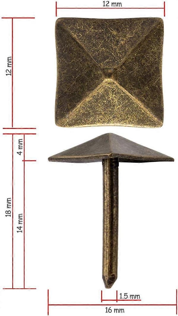 Pakke med 40 dekorative spiker i eldet bronse messing 12 x 18 mm