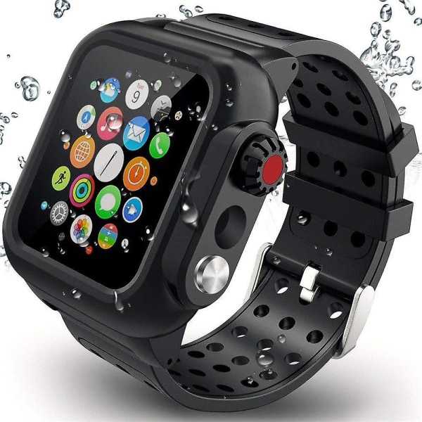 Vattentätt robust case med silikonband för Apple Watch -serien för IWatch-remskärm