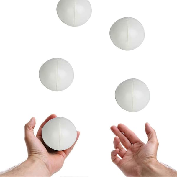 [LCS] Professional PU Juggling Balls 3-pack, White Practice Juggling Balls Set for Beginners & Experts