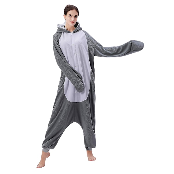 Reedca Totoro Aikuisten Onesie Halloween Cosplay Asut Anime Pyjamat Yhteensopiva Naisten Ja Tyttöjen Kanssa, napitus Grey Shark M