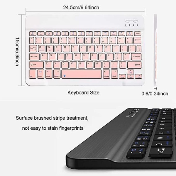 10 tums trådlöst Bluetooth-tangentbord och mus för Ipad Air Pro Pink
