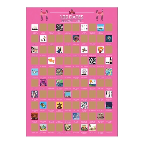 Par Tryckt Gåva 100 Dejter Bucket List Skrapaffisch
