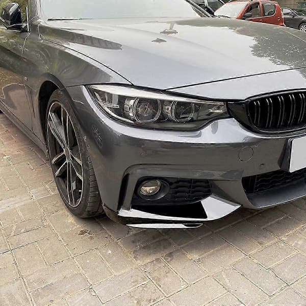 [LCS]For 4-Series F32 F33 F36 2014-2020 Front Bumper Lip Angle Diffuser Splitter Spoiler Protector Svart Bright Black