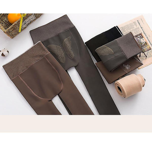 Høytlivet leggings for kvinner, tykt fôret, termostrømpebukser varme damebukser for kaldt vintervær grey B