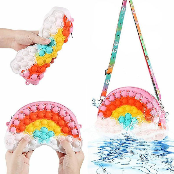 1st Axelväska Bubbla Plånbok Messenger Silikon Popit Fidget Sensoriska Leksaker