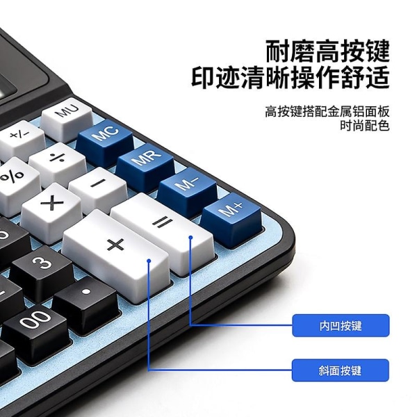 Stor Computer Tastatur Multifunktions Computer Batteri Dobbelt Strøm Lommeregner Solcelleoplader Kontor Lommeregner Blue