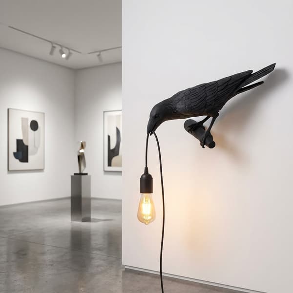 [LCS] Musta Linnun Seinävalaisin - Moderni Luova Seinävalaisin Edison-valolla musta black
