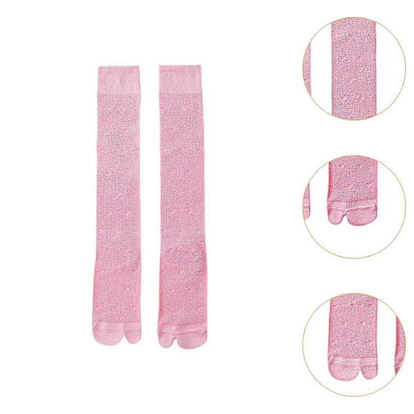 [LCS]Sommar Tabi Split Toe Strumpor Andningsbara Förlängda Vadstrumpor för Kvinnor Bekväma Pink