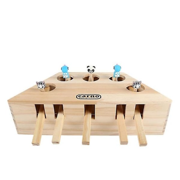Kattejakt Leke Jage Mus Solid Tre Interaktiv Labyrint Hjernespill Kjæledyr Slå Hamster Med 3/5-hulls Musehull Fang Bitt Kattemynte 5 holes