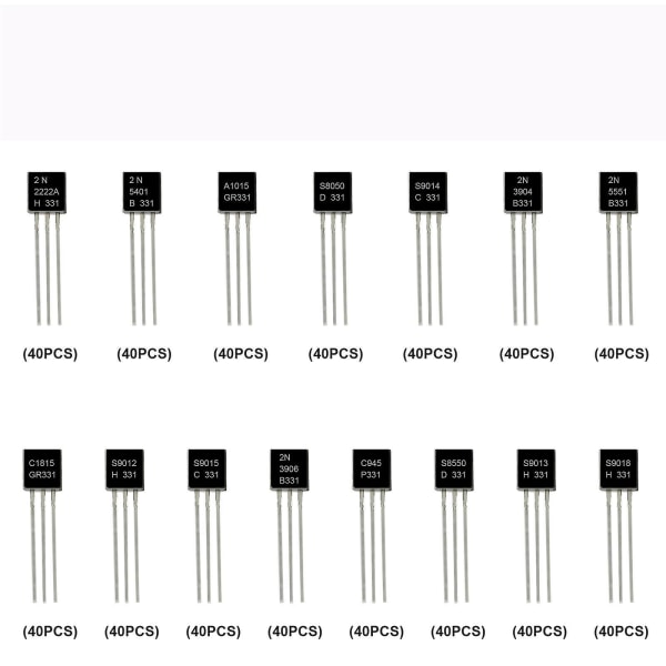 600 st 15-typer Transistor To-92 Sortiment Kit Set för DIY Electronic Project