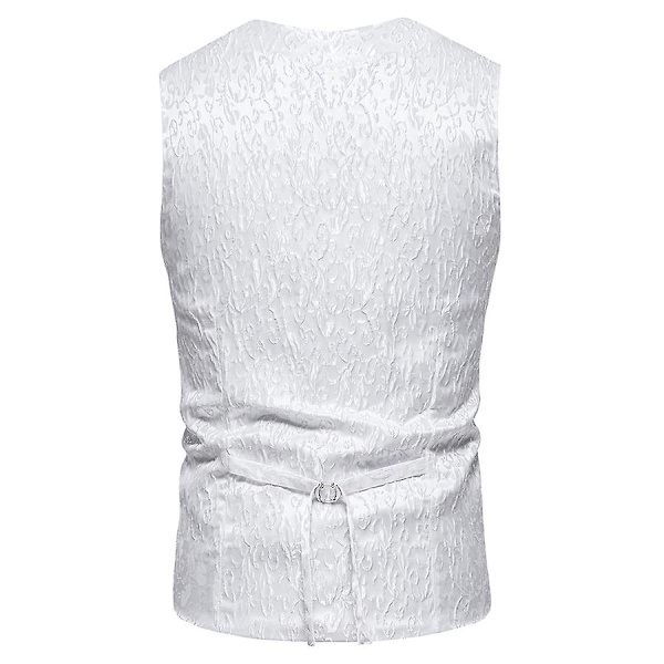 Tryckväst för män, kostymväst, business, slim fit, formell klänning WHITE 2XL
