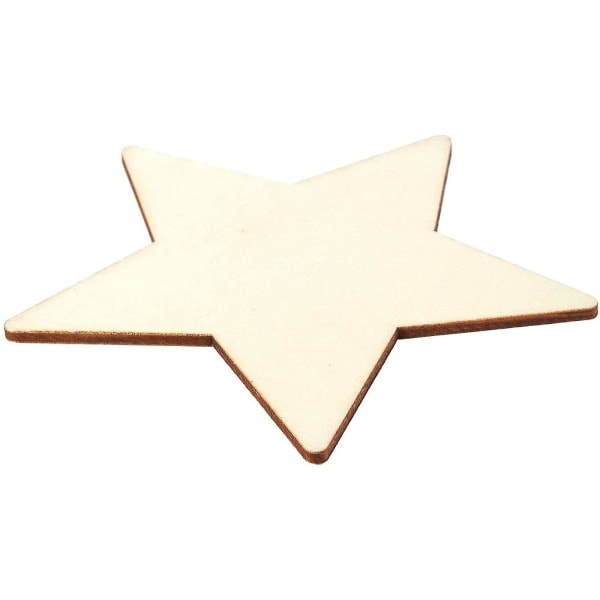25 stk. træstjerner til hobbyprojekter, ubehandlede træudskæringer til gør-det-selv-projekter (4,6 cm)