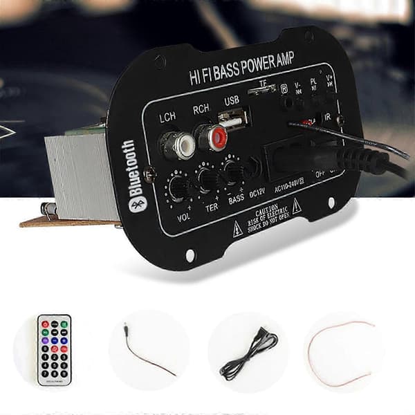 50W Bluetooth HiFi effektforsterker Mini Audio Digital Stereo FM Bil AMP Fjernkontroll FT