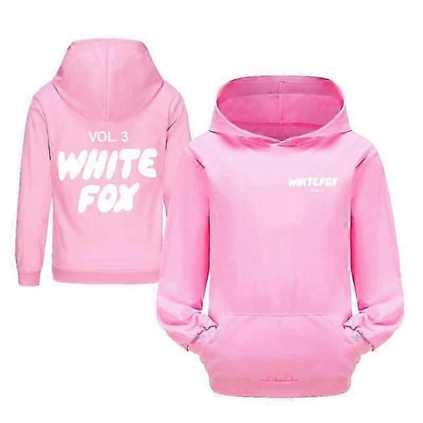 [LCS] Piger Drenge Hvid Sort Ræve Lomme Hættetrøjer Børn Casual Langærmet Pullover Top 130