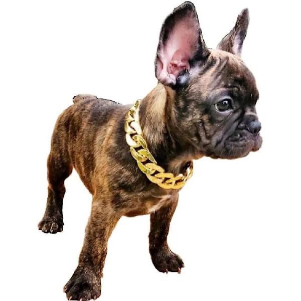Tjock hundhalsband i plast, guldkedja, justerbar cosplay