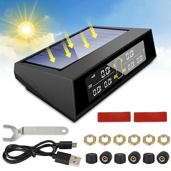 Solar TPMS Däcktrycksövervakningssystem för Bil