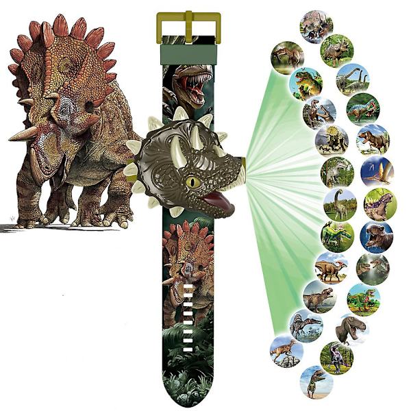 Sarjakuva 24 kuvan dinosaurusprojektio lasten kellot Triceratops