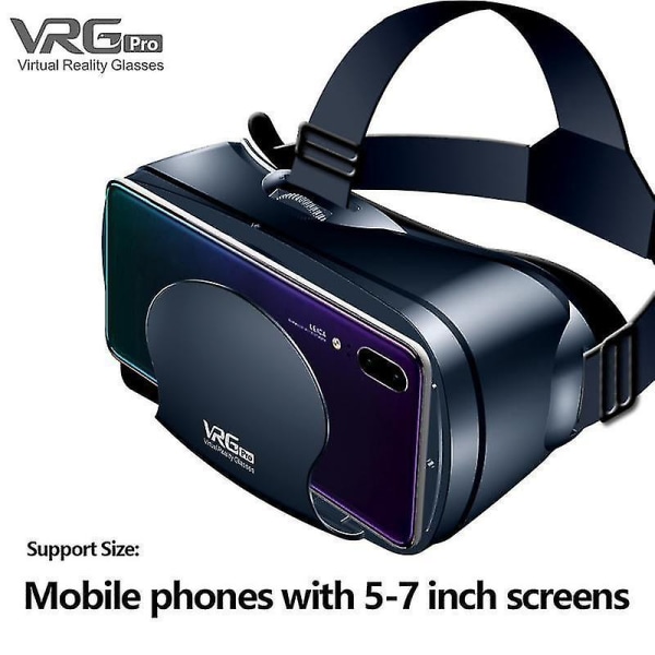 Svarta vrg pro 3d vr glasögon virtuell verklighet fullskärm visuell vidvinkel vr glasögonlåda för 5 till 7