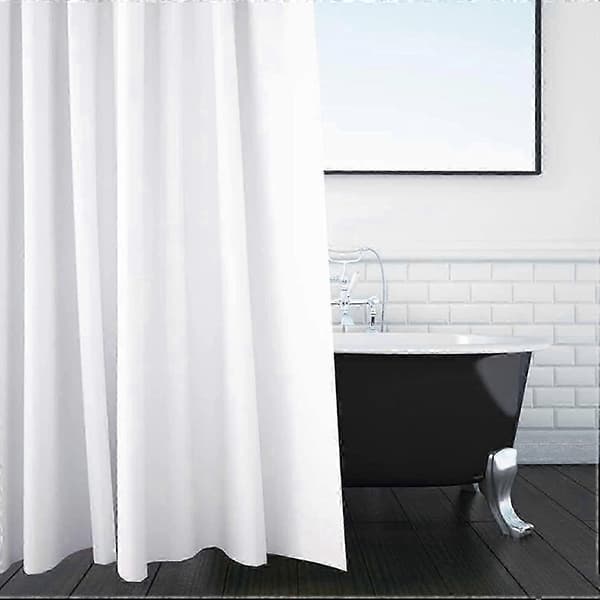 Hvit 180x220cm Ensfarget Ekstra Lang Dusjforheng i Stoff til Bad