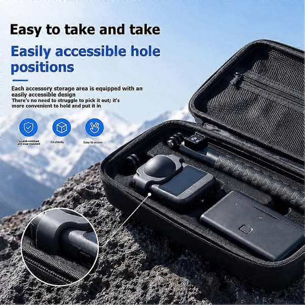 Hårdt etui til DJI Osmo Pocket 3 360 1/2 Gen kameraopbevaringstaske Rejsearrangør til tilbehør Black