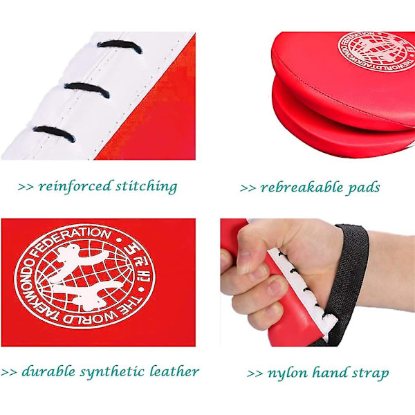 1 Par Holdbare Taekwondo Sparkepuder red