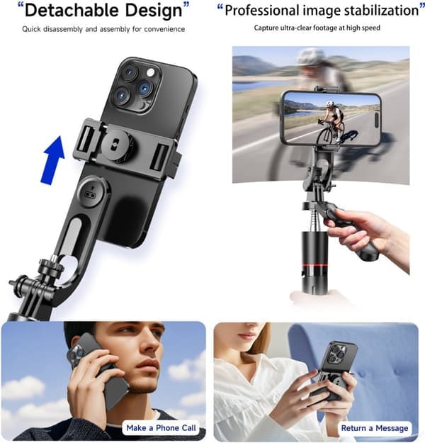 [LCS] Smartphone Tripod with Lighting, Bluetooth Remote Control - Universal Height-Adjustable Monopod with Dual LED Lights for All Mobile Phones