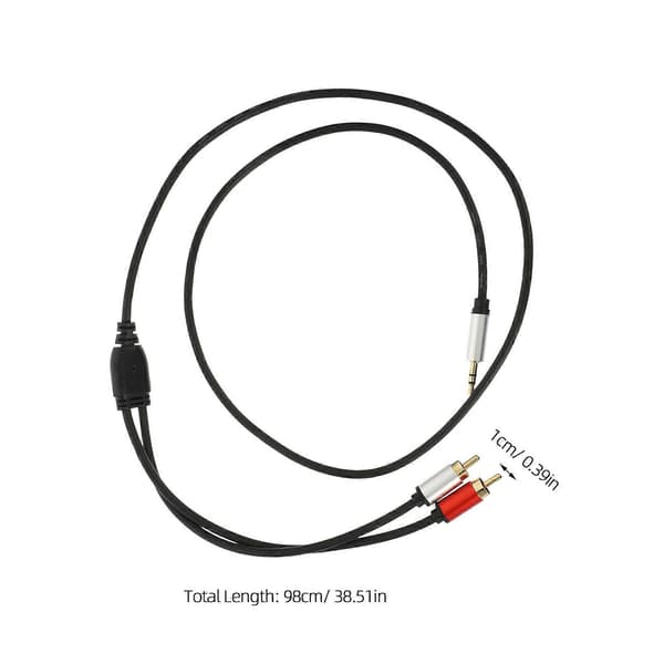 Ljudadapterkabel 3,5 mm till 2 RCA hane för högtalare 2 st svart koppar