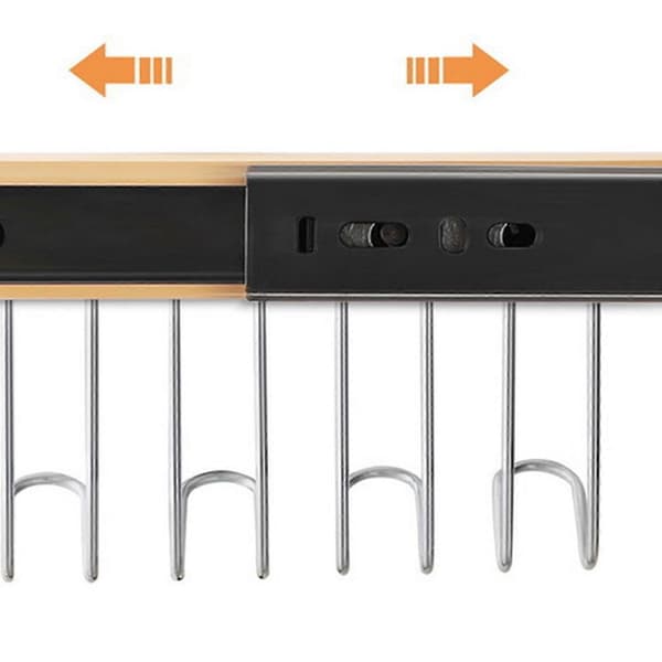 Robust træbøjle med flere kroge til camisoles og stroptoppe - Skabsorganisator 8 hooks left pull