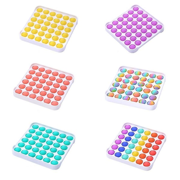 Fyrkantig Form Tryck Bubbla Enkel Dimpel Fidget Leksak Rainbow