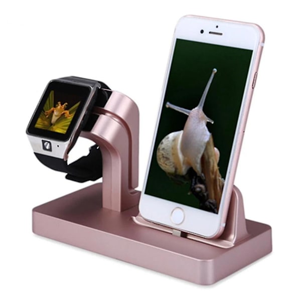 Bærbar trådløs laderstativ for Apple Watch, 2 i 1 ladestasjon for iwatch og telefon white