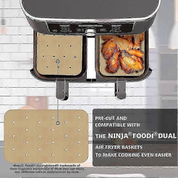 200 stk. Airfryer-papir med lufthull, bakepapirforinger til DZ201, DZ401 doble airfryer-tilbehør JP