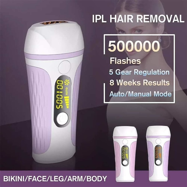 Permanent IPL-epilator - Smärtfri hårborttagning - 500 000 blixtar