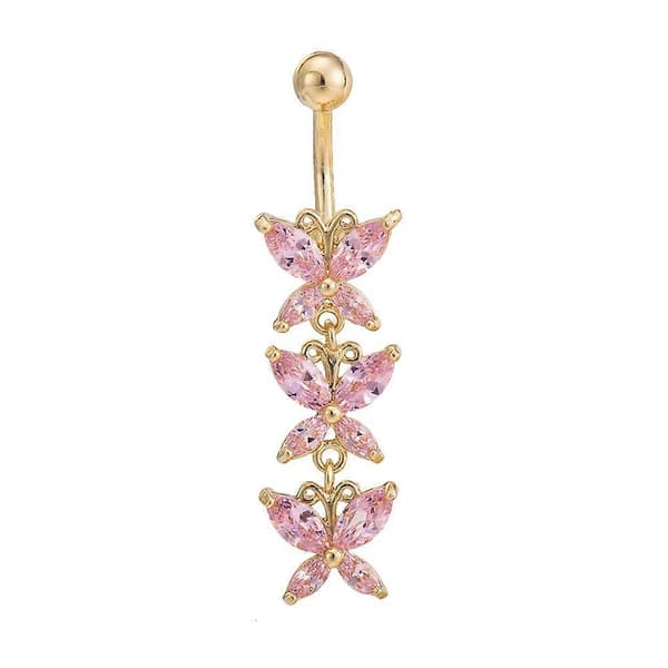 Scalewing Anti-rust Holdbar Navlering Zircon Piercing Bar Tilbehør (Pink)