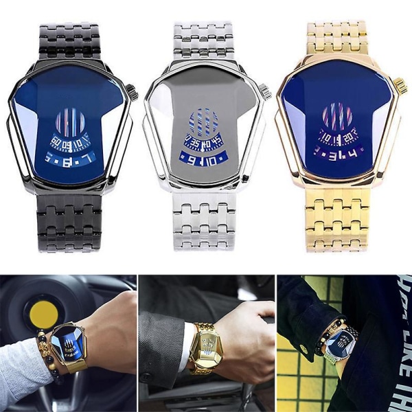 Diamantstil Quartz Ur Vandtæt Mode Stålbånd Quartz Ur Til Mænd Kvinder 5 strap  Mesh Belt