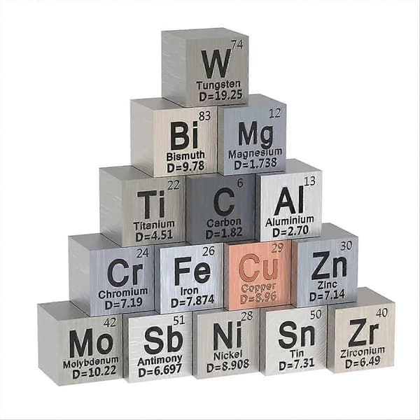 [LCS]15-delt metalelementterning - Densitetsterningesæt til 1 periodisk system af elementer Samling - Ren wolframterning (10 mm) Holdbar