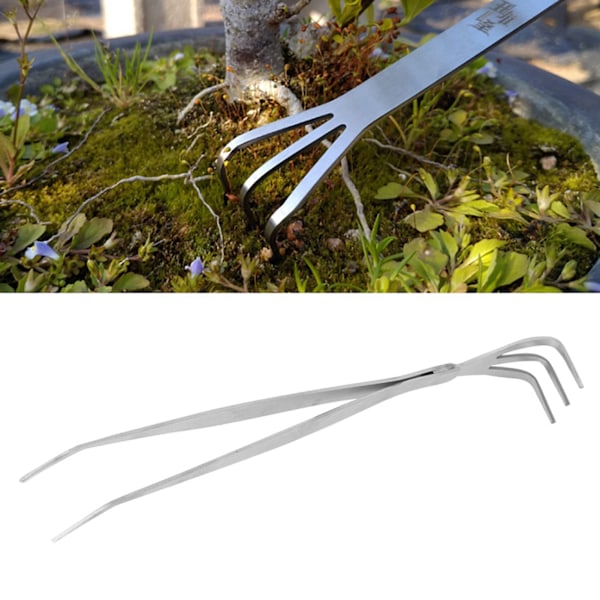 2-i-1 Bonsai-pinsett med rotkrok i rustfritt stål, landbruksverktøy med ergonomisk håndtak 0.1