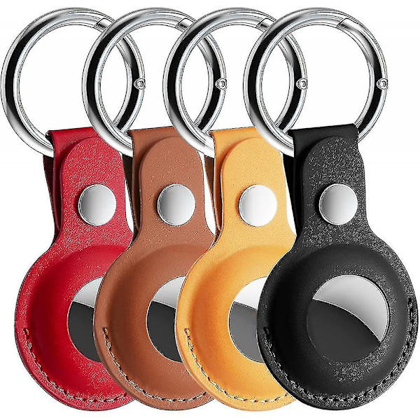 4-pack Airtags Fodral, Airtag Hållare PU Läder Nyckelring För Apple Airtag, Tracker Skydd Kompatibel Julklapp