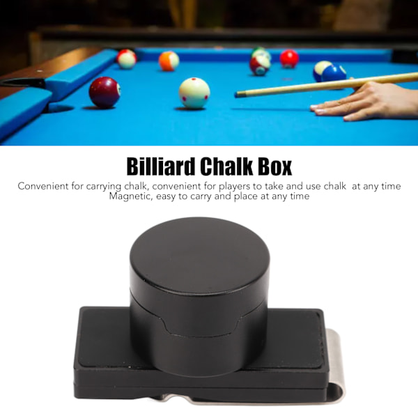 Bärbar Magnetisk Biljardkö Krita Hållare med Rostfritt Stål Fastspänningsverktyg Snookertillbehör